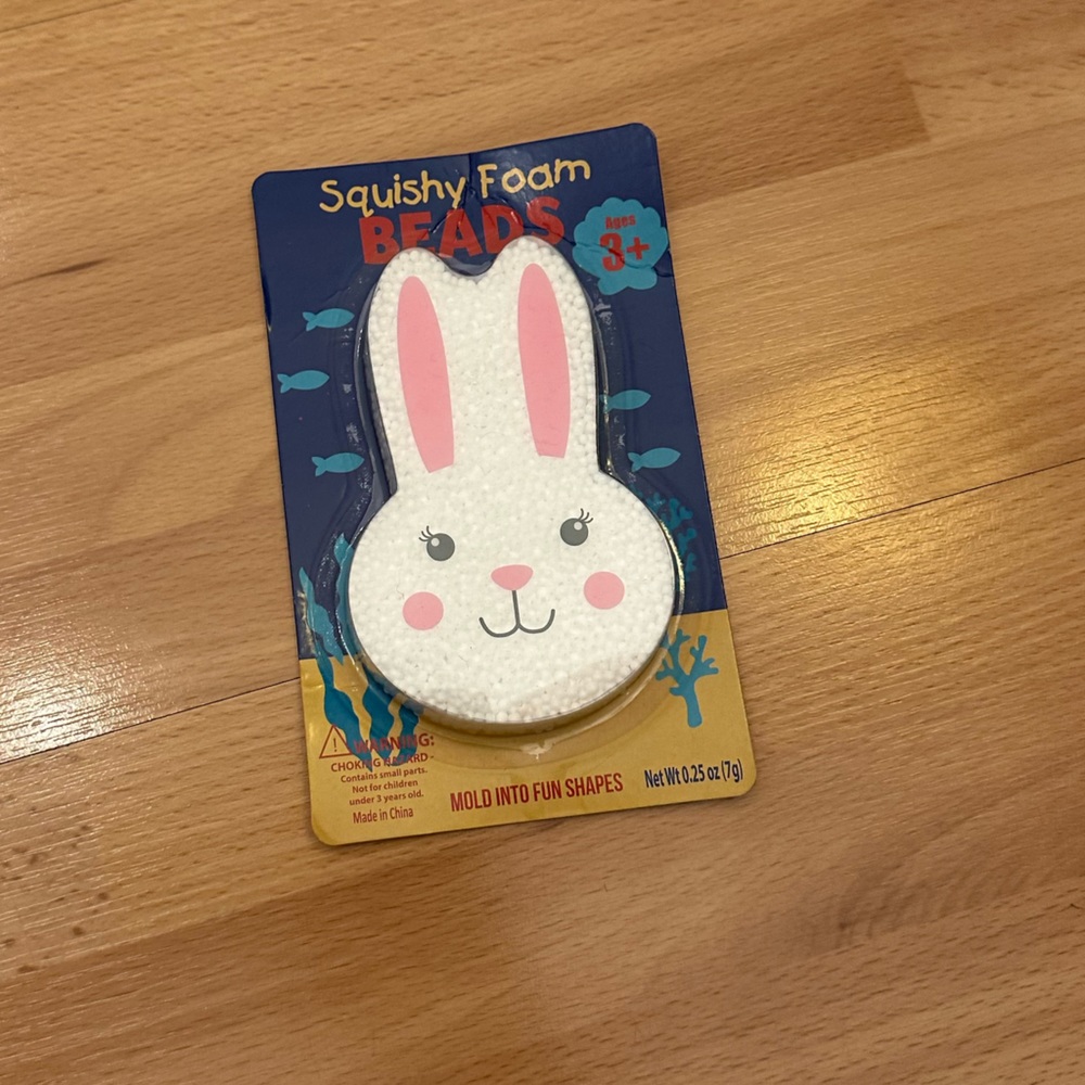 Bunny rabbit formed foam beads toy